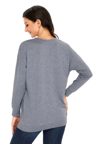 Grey Casual Pocket Style Long Sleeve Sweatshirt