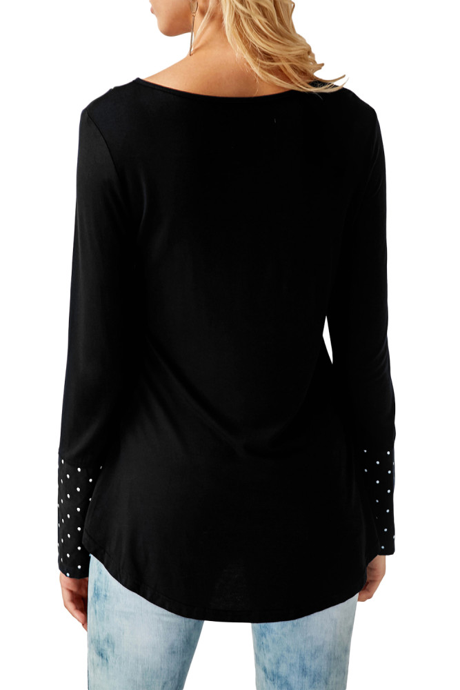 Black Polka Dot Peasant Tunic