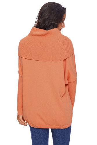 Orange Cozy Cowl Neck Long Sleeve Sweater