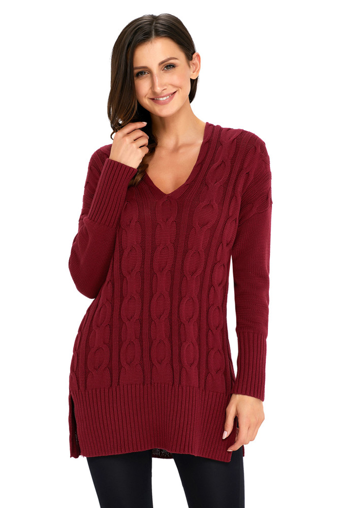 Wine Oversized Cozy up Knit Sweater