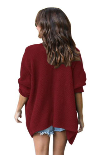 Wine Windy Morning Waffle Cardigan