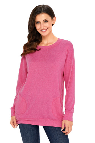 Pink Casual Pocket Style Long Sleeve Sweatshirt
