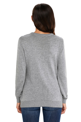 Grey Christmas Reindeer Sweater