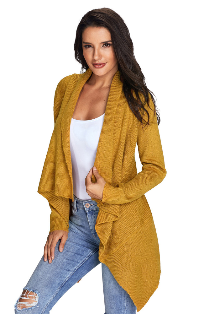 Mustard Waterfall Long Sleeve Sweater Cardigan