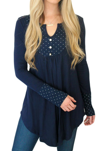 Blue Polka Dot Peasant Tunic