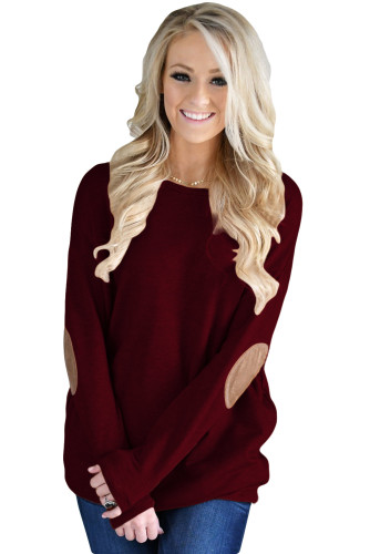 Burgundy Elbow Patch Sweatshirt