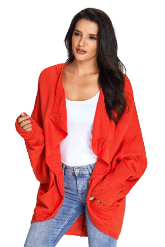 Brick Dolman Sleeve Knit Cardigan with Pocket