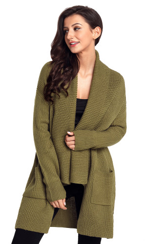 Army Green Comfy Cozy Pocketed Cardigan