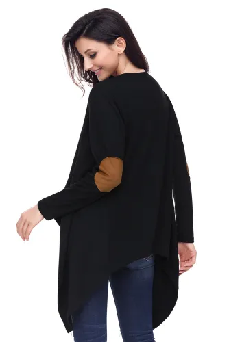 Black Elbow Patch Women Cardigan