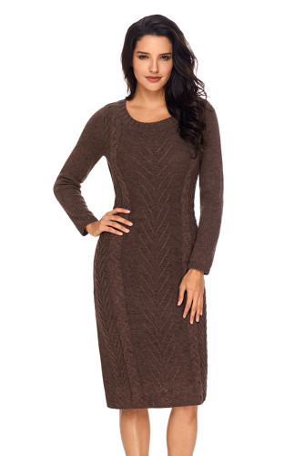 Coffee Womens Hand Knitted Sweater Dress