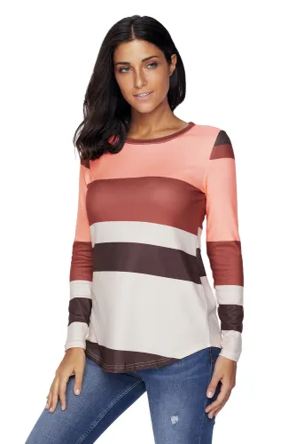Pink Color Block Top with Sequin Elbow Patches