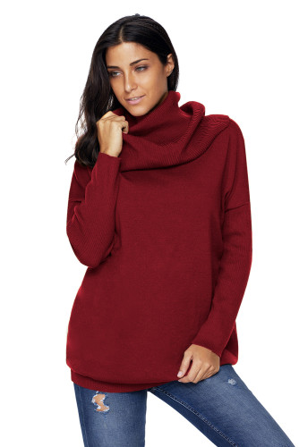 Burgundy Cozy Cowl Neck Long Sleeve Sweater