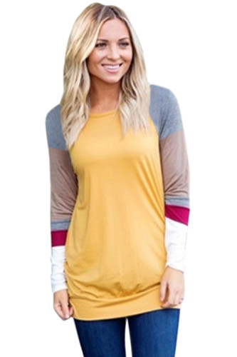 Multicolor Long Sleeve Yellow Sweatshirt