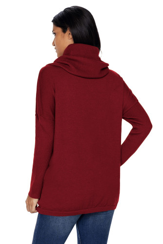 Burgundy Cozy Cowl Neck Long Sleeve Sweater