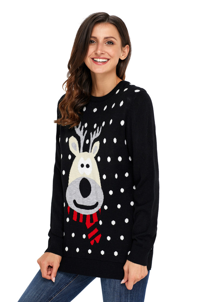 Black Christmas Reindeer Sweater