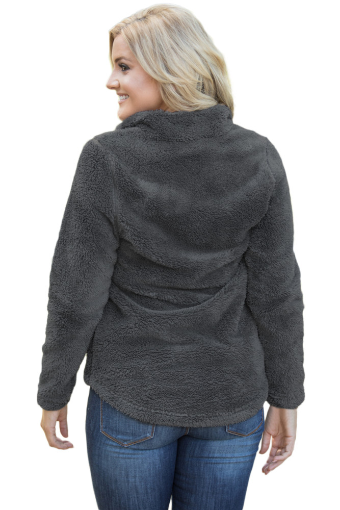Gray Zipped Pullover Fleece Outfit