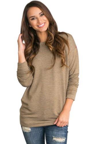 Khaki Rays Back Pullover Sweatshirt