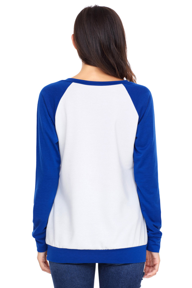 Reindeer and Birds Blue Long Sleeve Christmas Shirt