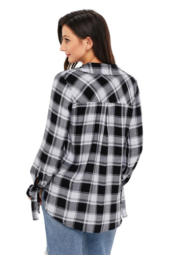 Black White Plaid Drape Top