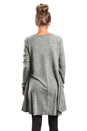 Grey Swingy Layered Long Sleeve Tunic