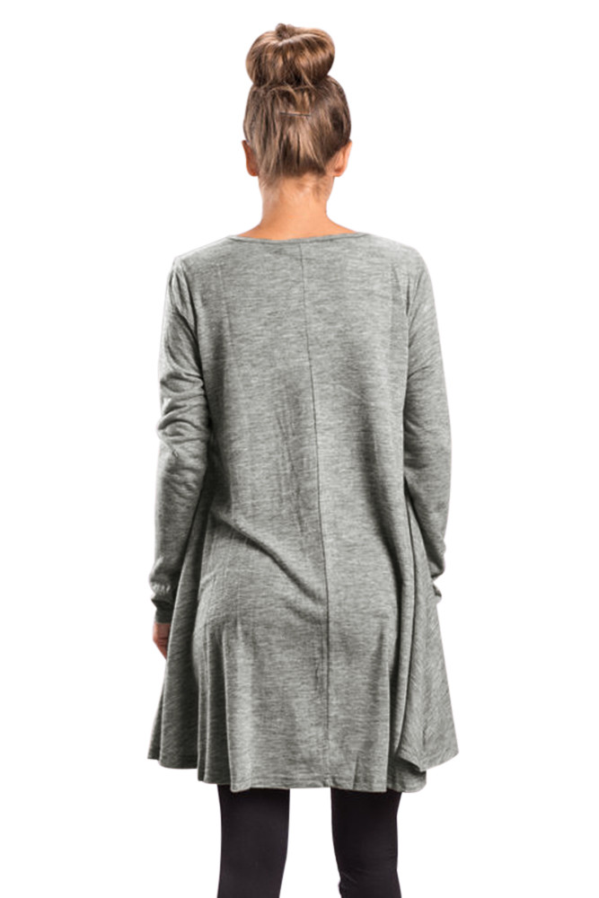 Grey Swingy Layered Long Sleeve Tunic