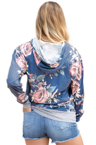 Blue Floral Summer Hoodie