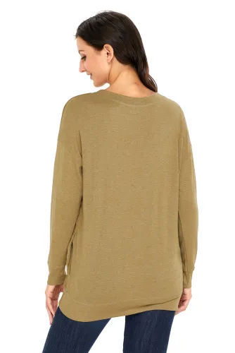 Olive Casual Pocket Style Long Sleeve Sweatshirt