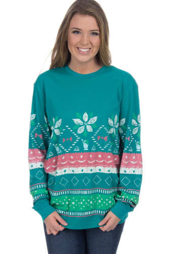 Seafoam Julep Print Stylish Christmas Jumper