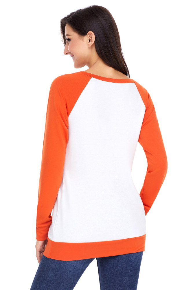 Christmas Reindeer Orange Long Sleeve Shirt