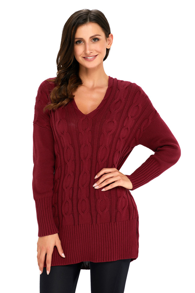 Wine Oversized Cozy up Knit Sweater