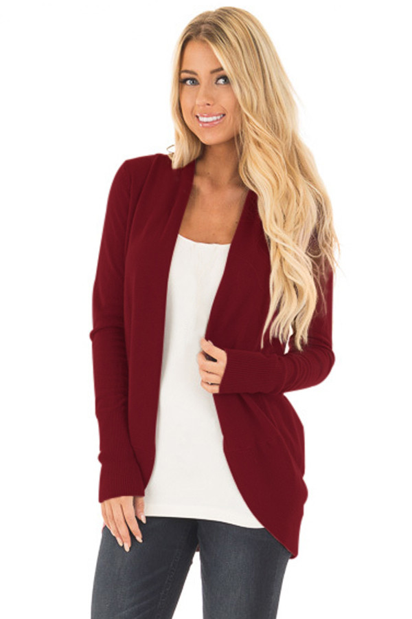 Burgundy Super Soft Long Sleeve Open Cardigan