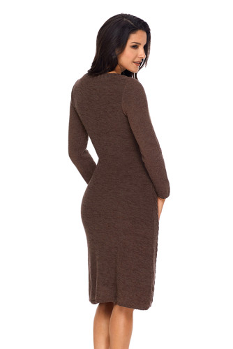 Coffee Womens Hand Knitted Sweater Dress
