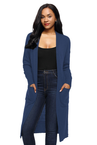 Navy Casual Knit Long Sleeve Open Front Cardigan