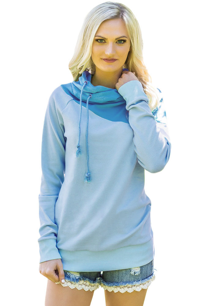 Blue Duotone Chic Hooded Sweatshirt
