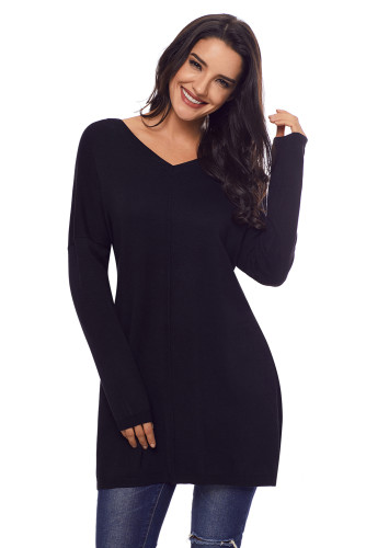 Black Soft V Neck Sweater