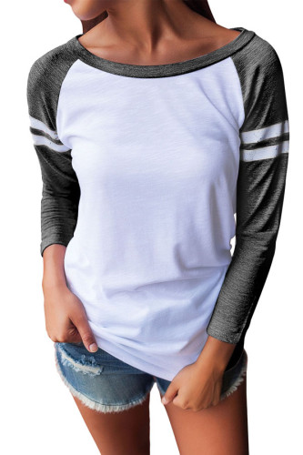 Versity Stripe Black Raglan Sleeve Baseball Top