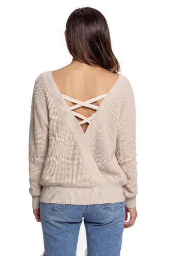 Aprioct Cross Back Hollow-out Sweater