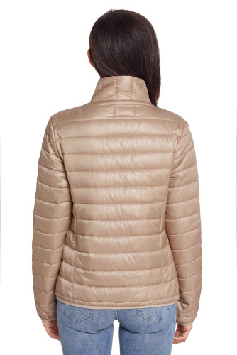 Khaki High Neck Quilted Cotton Jacket
