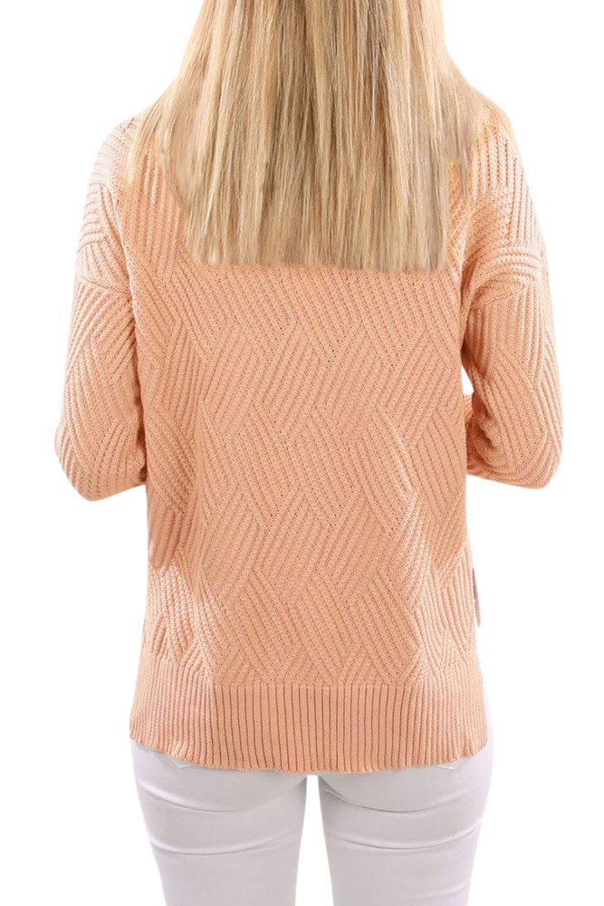 Pink Cowl Neck Side Split Sweater