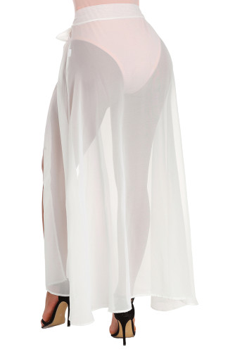 White Sheer Wrap Maxi Beach Skirt