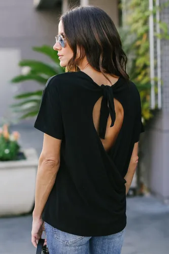 Black Love Tie Tee Top