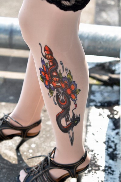 Evil Sword Inspired Tattoo Stockings