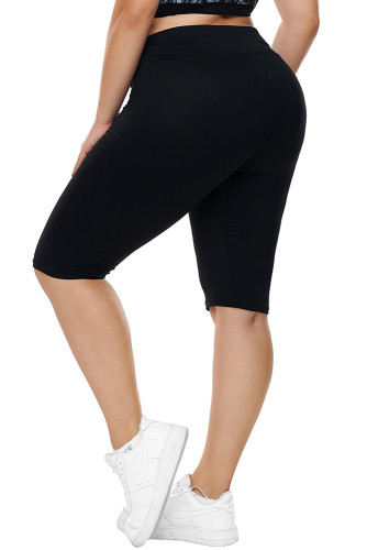 Black Knee Length Plus Size Sports Pants