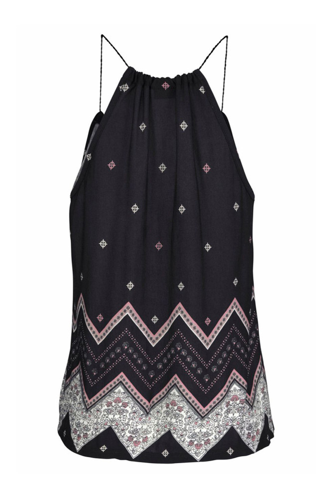 Black Bohemian Print Spaghetti Strap Vest Top