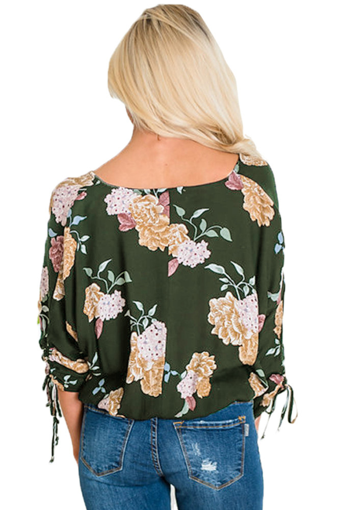 Vanilla Floral Button up Top in Green