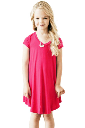 Rosy Cap Sleeve Tunic Dress for Little Girls