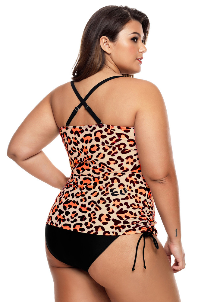 Cute Leopard Print Sweetheart Tankini Swimsuit