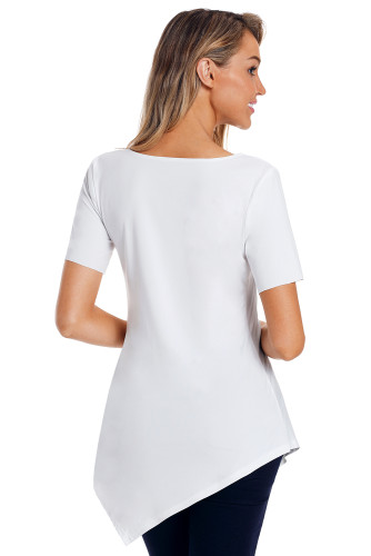 The USA Flag Print Asymmetric Hem T-shirt