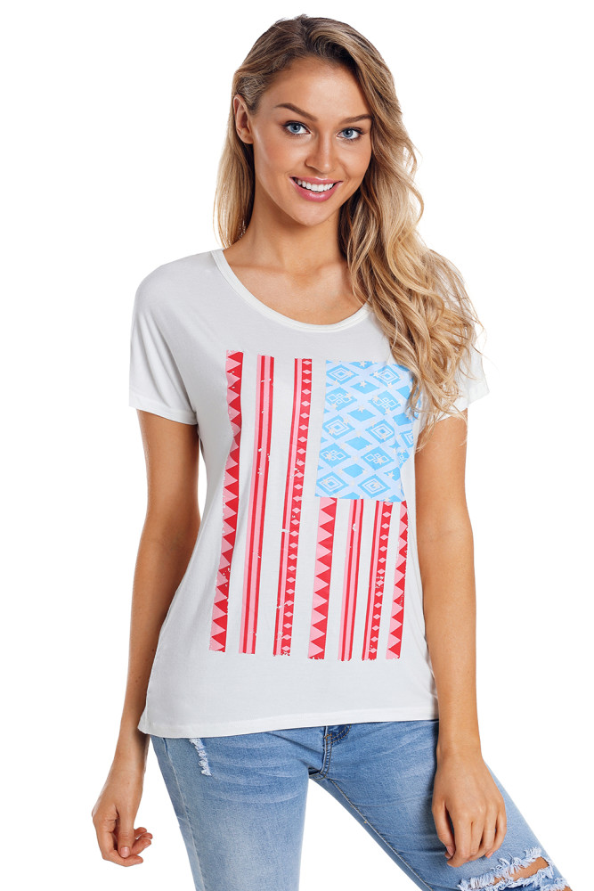 White American Flag Graphic Short Sleeve Tee