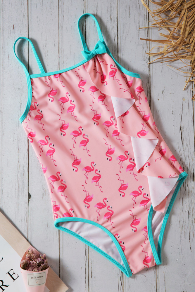 Toddler Girls Flamingo Print One-piece Swimwear